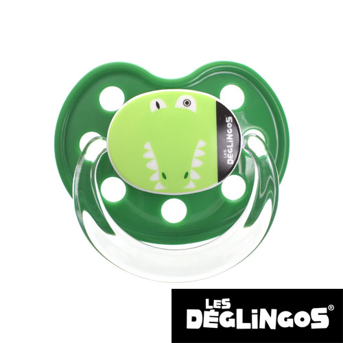 Les Deglingos napp, anatomisk, silikon, stl. 2 (grön krokodil)