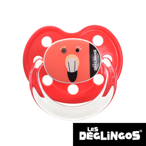 Les Deglingos napp, anatomisk, silikon, stl. 2 (röd flamingo) 