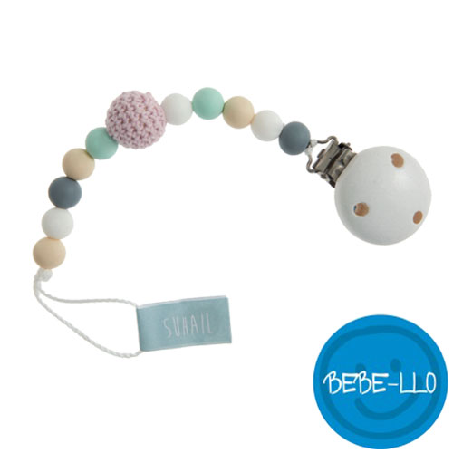 Bebe-llo napphållare i silikon, vit/rosa