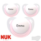 NUK Rose & Blue Namnnappar, anatomiska, silikon stl.1