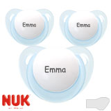 NUK Rose & Blue Namnnappar, anatomiska, silikon stl.1