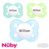 Nûby Brites Mini Namnnappar, symmetriska, silikon stl. 0