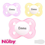 Nûby Brites Mini Namnnappar, symmetriska, silikon stl. 0