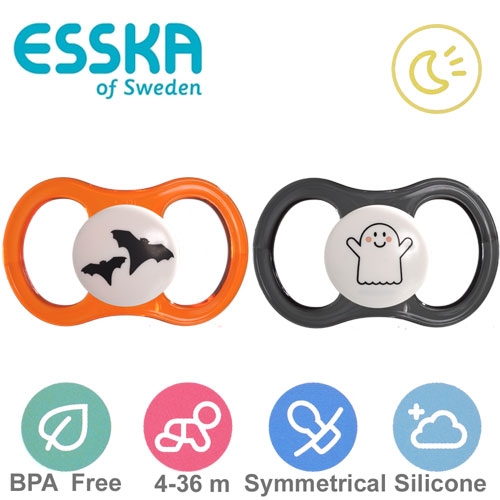  Esska Happy Glow Halloweennappar, symmetriska, silikon stl.2 (svart, orange)