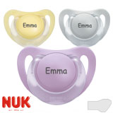 NUK Starlight Namnnappar, anatomiska, silikon stl.1