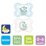 MAM Night nappar, symmetriska, silikon stl.1 (blå, transparent)