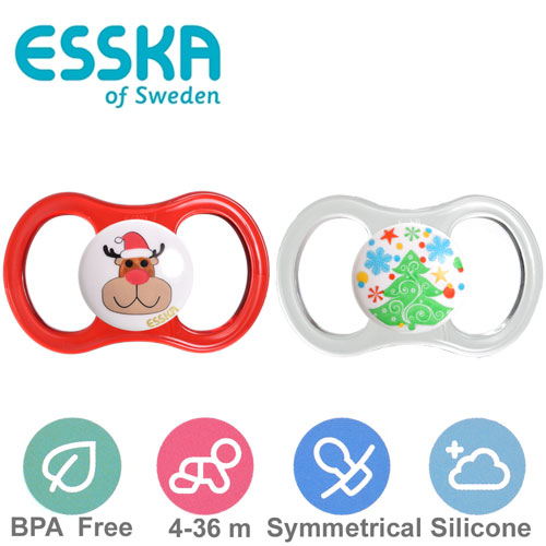 Esska Happy julnappar, symmetrisk, silikon, stl.2 (röd, transparent)