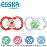 Esska Happy julnappar, symmetrisk, silikon, stl.2 (röd, transparent)