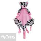My Teddy snuttefilt med napphållare, leopard, rosa