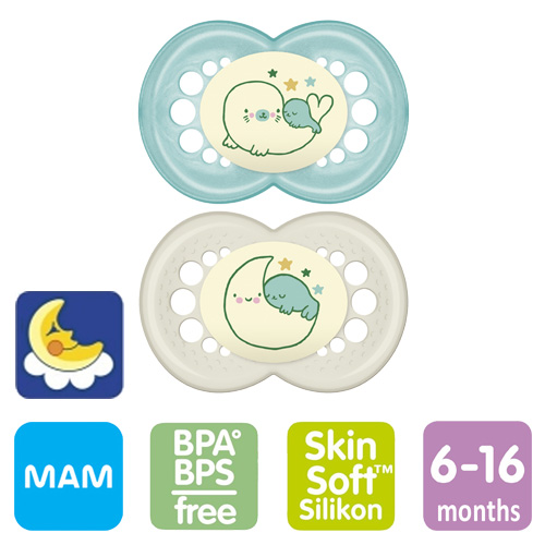 MAM Original Night nappar, symmetriska, silikon stl.2