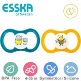 Esska Happy GLOW nappar, symmetriska, silikon stl.2