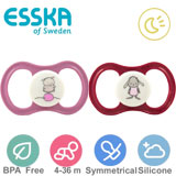 Esska Happy GLOW nappar, symmetriska, silikon stl.2