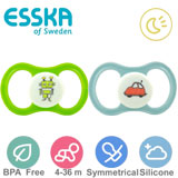 Esska Happy GLOW nappar, symmetriska, silikon stl.2