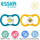 Esska Happy GLOW nappar, symmetriska, silikon stl.2 