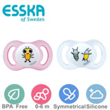 Esska Happy mini nappar, symmetriska, silikon stl.1 (rosa, transparent)