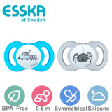 Esska Happy mini nappar, symmetriska, silikon stl.1 (blå, transparent)