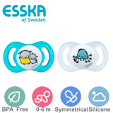 Esska Happy mini nappar, symmetriska, silikon stl.1 (turkos, transparent)