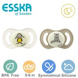 Esska Happy mini GLOW nappar, symmetriska, silikon stl.1