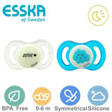 Esska Happy mini GLOW nappar, symmetriska, silikon stl.1