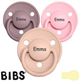 BIBS De Lux Namnnappar, runda, latex, stl. 1