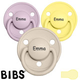 BIBS De Lux Namnnappar, runda, latex, stl. 1